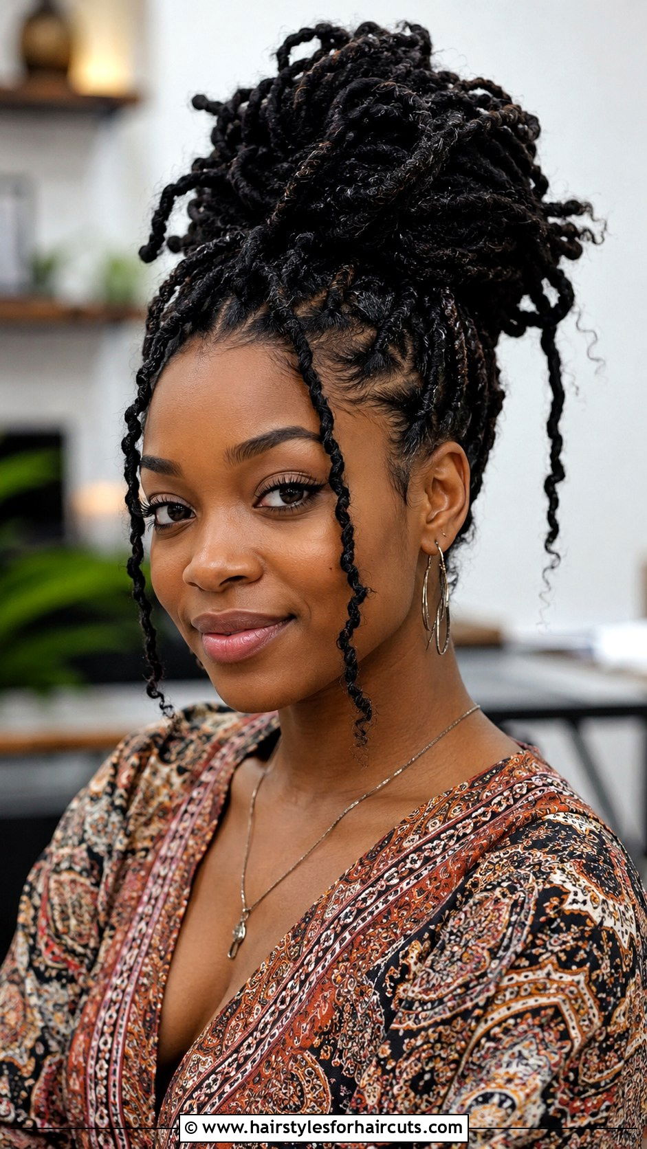 Faux Locs Bun - 25 bun hairstyles for black hair - 25 bun hairstyles for black hair