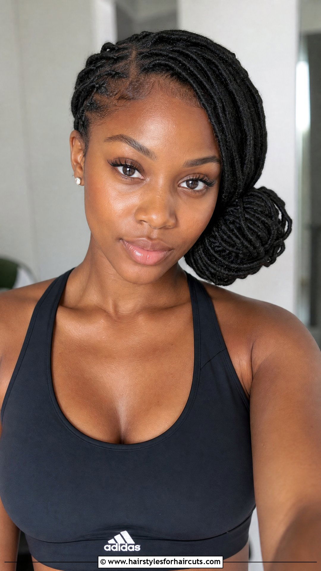 Faux Locs Side Bun - 25 workout hairstyles for black hair - 25 workout hairstyles for black hair