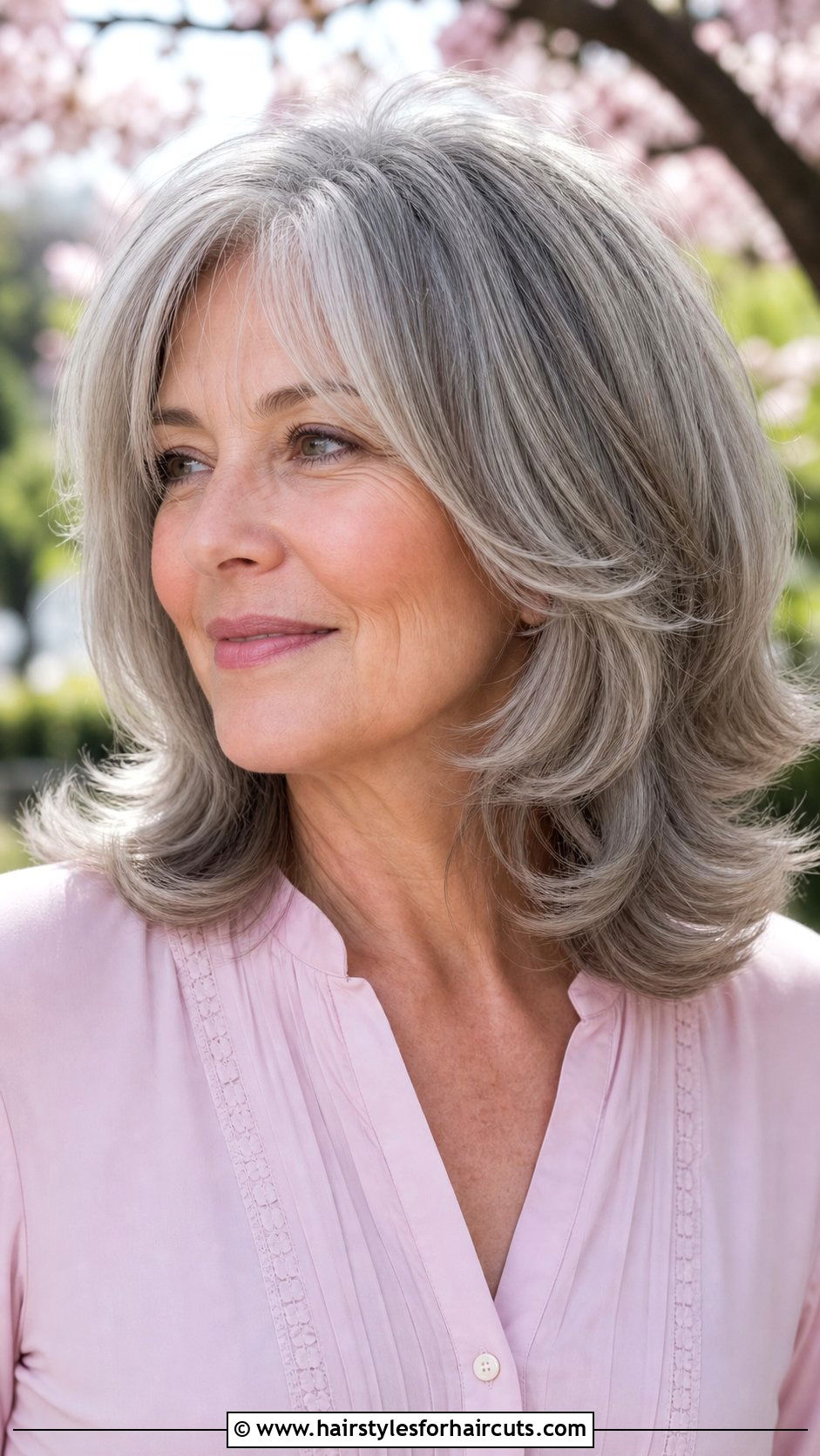 Feathered Gray Hairstyle - 25 hairstyles for gray hair - 25 hairstyles for gray hair