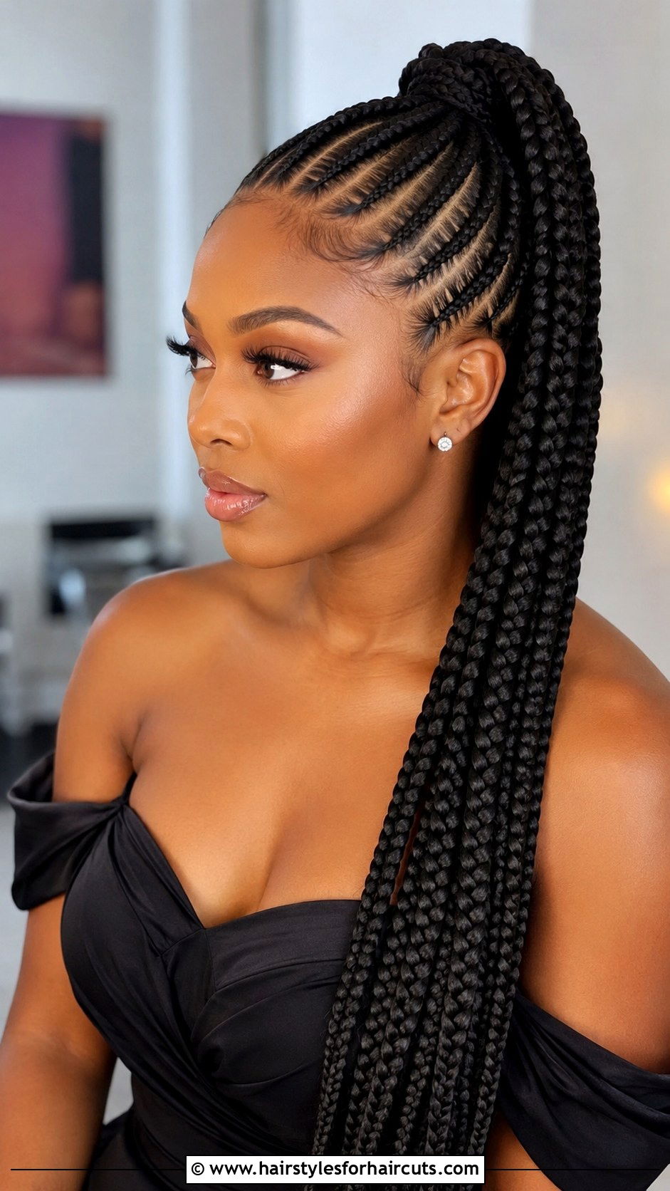 Feed In Braided Ponytail - 25 wedding ponytail hairstyles for black hair - 25 wedding ponytail hairstyles for black hair