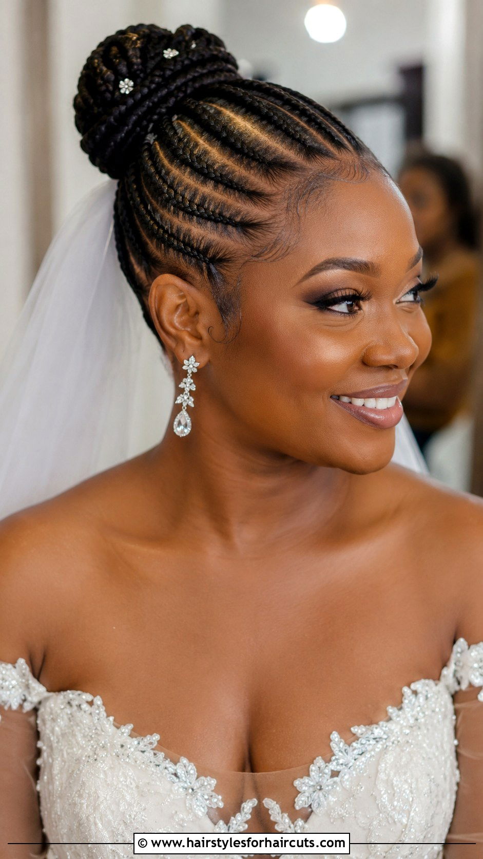 Feed In Cornrows With Bun - 25 black hair bridal hairstyles - 25 black hair bridal hairstyles