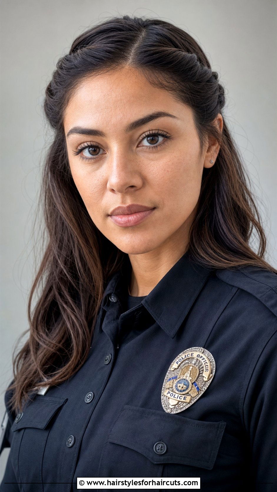 Female Half Up Half Down Twist Police Hairstyle - 25 police hairstyles - 25 police hairstyles