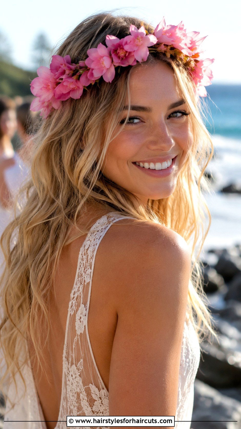Festival Beach Waves With Flower Crown - 25 long hair festival hairstyles - 25 long hair festival hairstyles