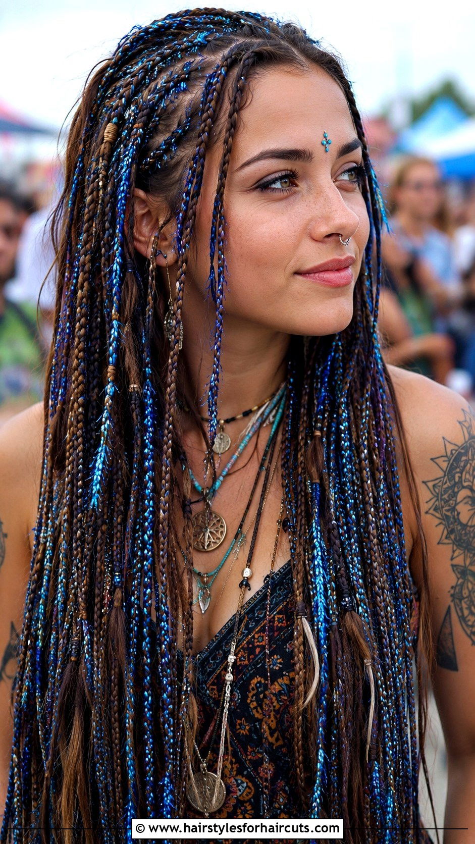 Festival Braids With Electric Blue Tinsel - 25 hair tinsel hairstyles - 25 hair tinsel hairstyles