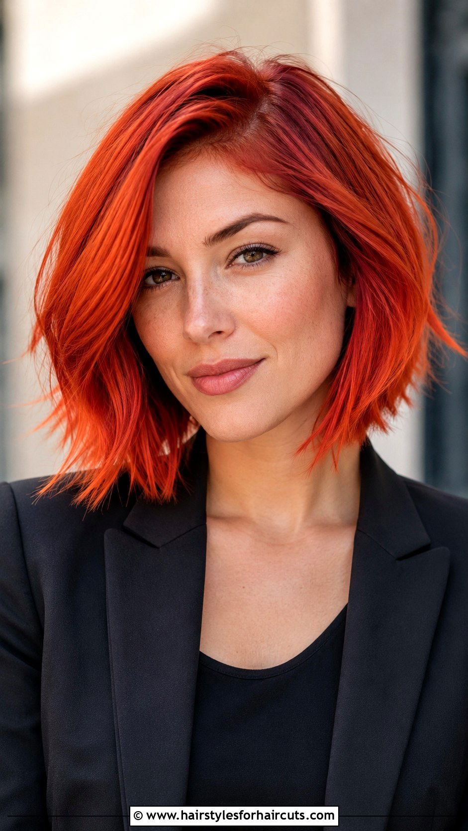 Fiery Red Textured Bob - 25 red color hairstyles - 25 red color hairstyles
