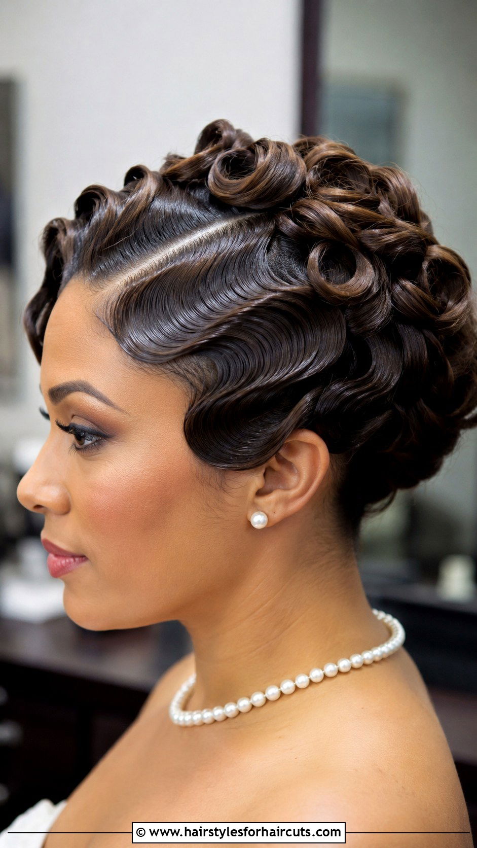 Finger Wave Pin Curl Updo - 25 short pin curl hairstyles for black hair - 25 short pin curl hairstyles for black hair