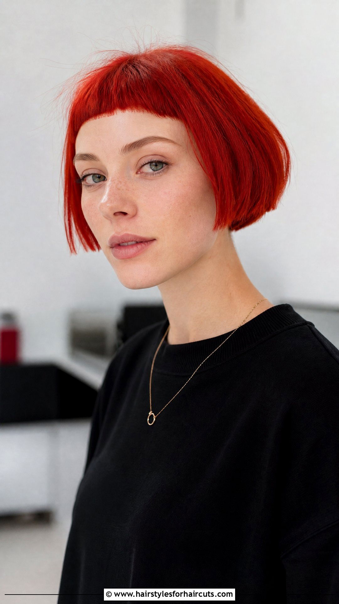 Fire Colored Micro Bangs Bob - 25 fire haircuts - 25 fire haircuts