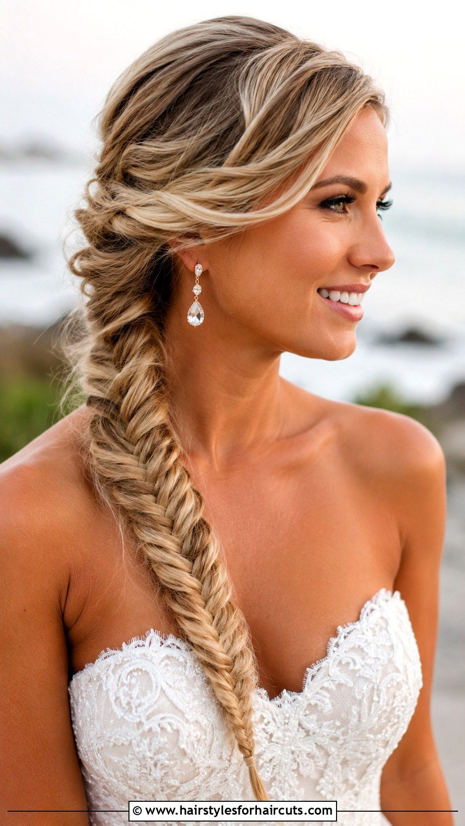 Fishtail Braid - 25 bride hairstyles for medium length hair - 25 bride hairstyles for medium length hair