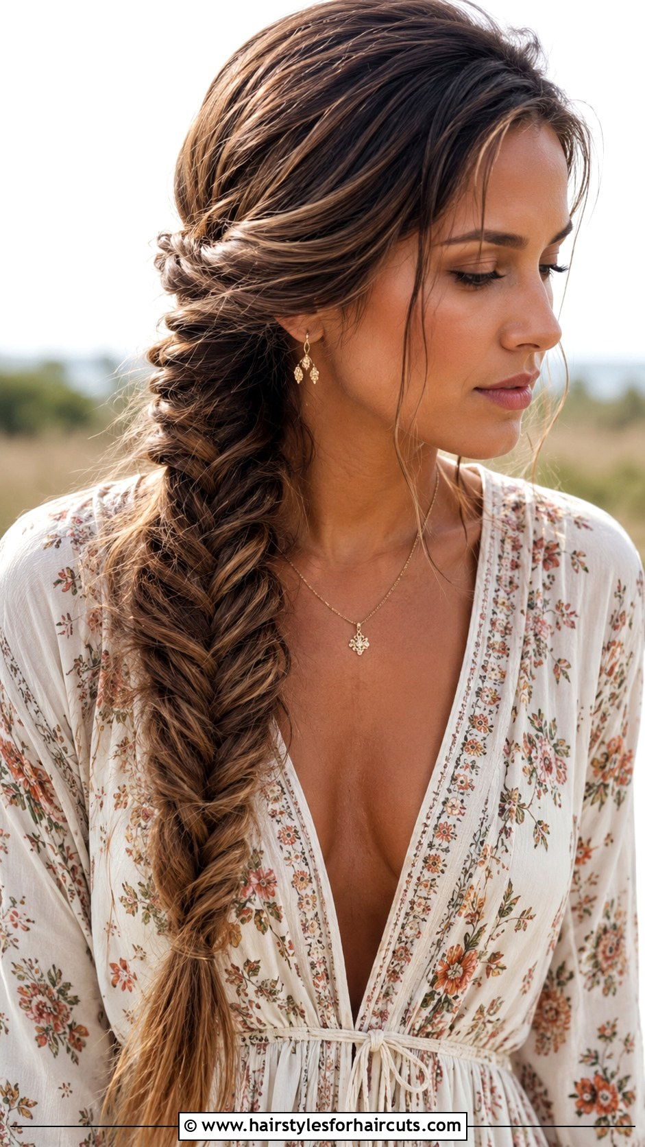 Fishtail Braid - 25 graduation cap hairstyles for medium hair - 25 graduation cap hairstyles for medium hair
