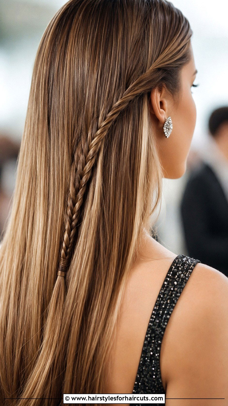 Fishtail Braid Accent - 25 down prom hairstyles straight hair - 25 down prom hairstyles straight hair