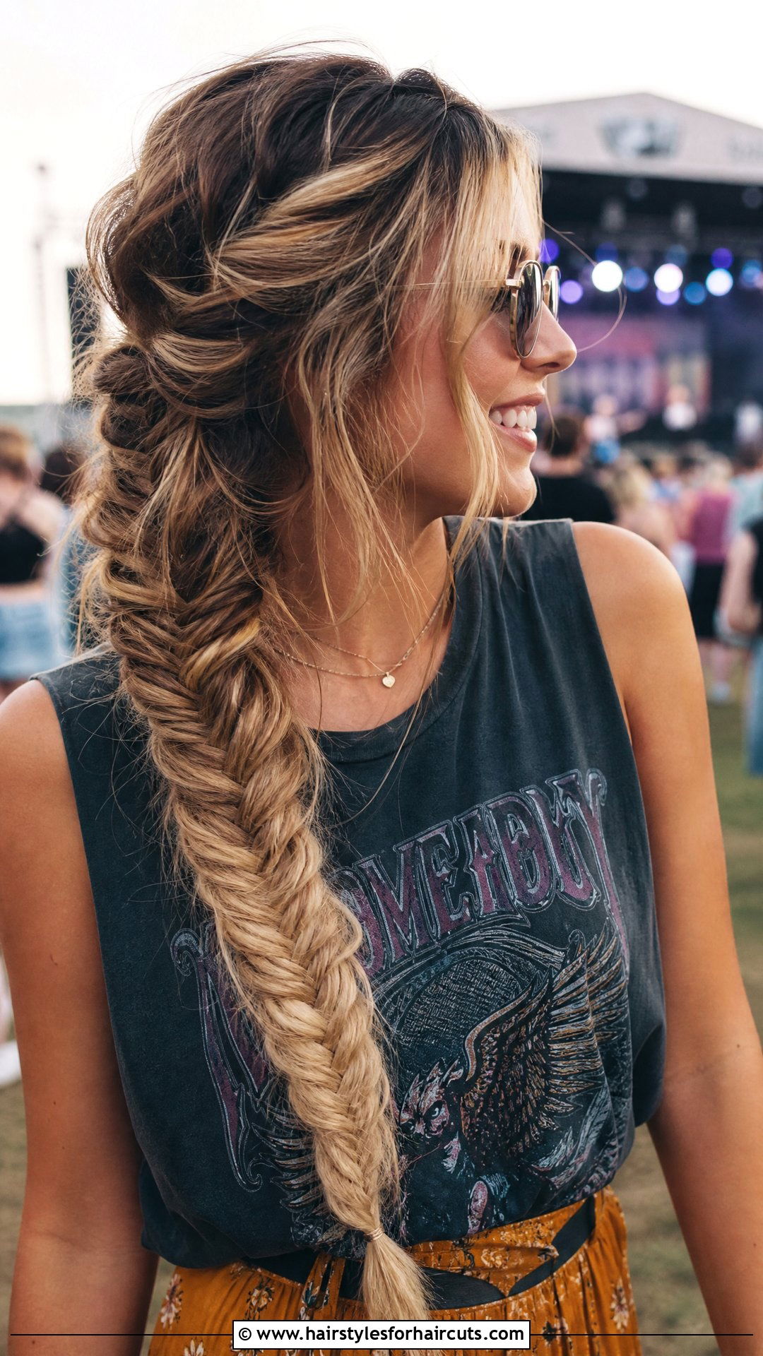 Fishtail Braid Concert Hair - 25 concert hairstyles for long hair - 25 concert hairstyles for long hair