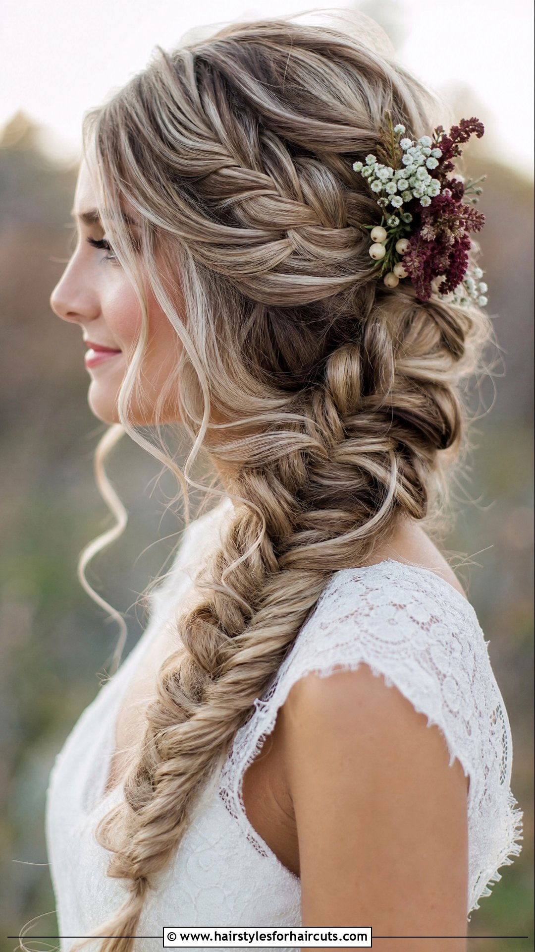 Fishtail Braid Curly Wedding Hair - 25 wedding hairstyles for curly hair - 25 wedding hairstyles for curly hair