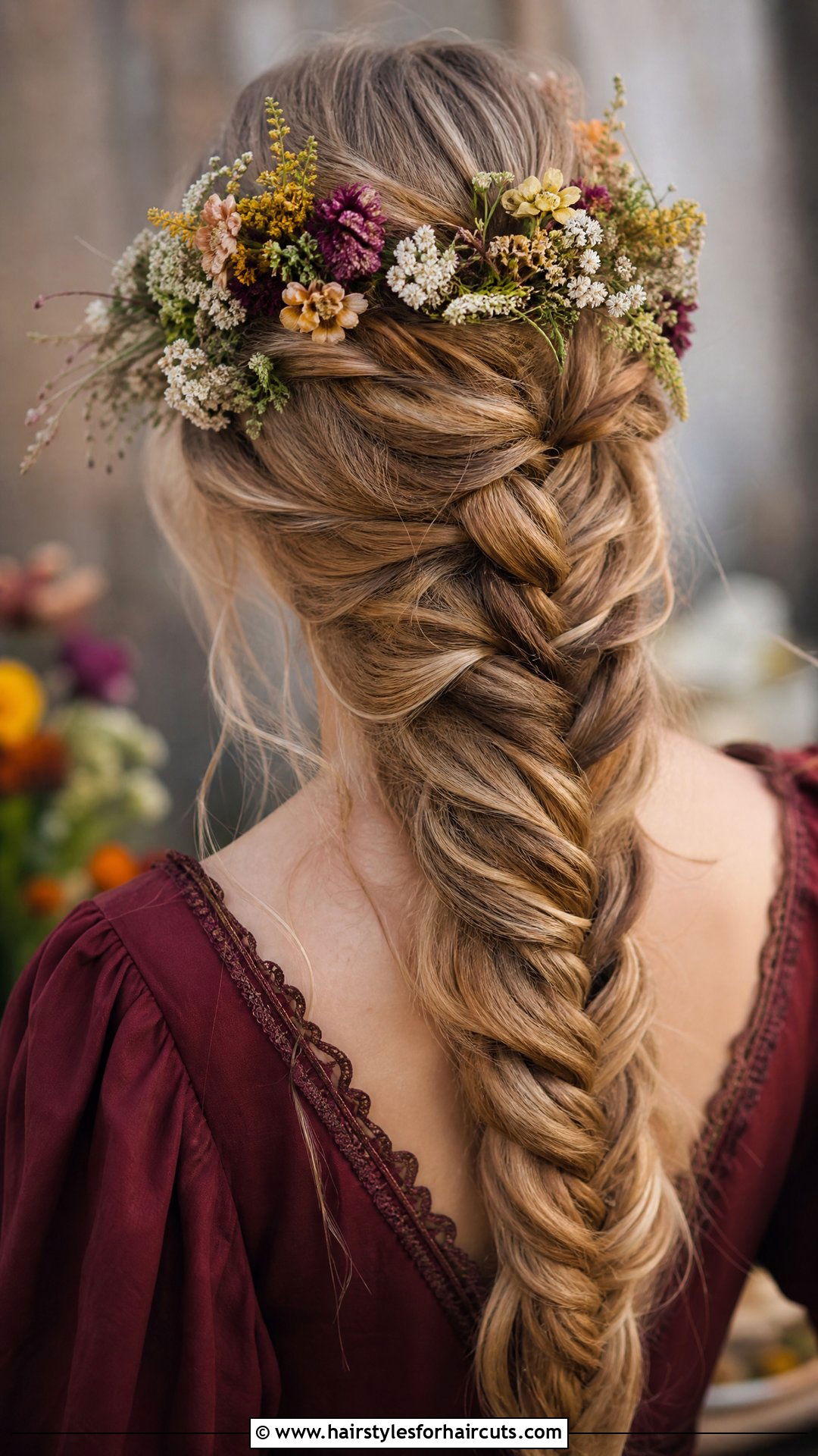 Fishtail Braid Flower Crown Long Hair - 25 flower crown hairstyles for long hair - 25 flower crown hairstyles for long hair
