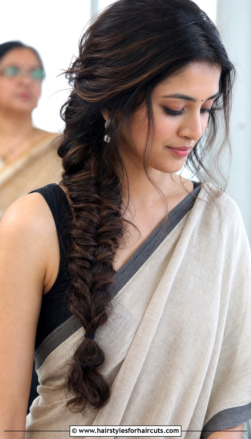Fishtail Braid For Saree - 25 hairstyles for saree - 25 hairstyles for saree