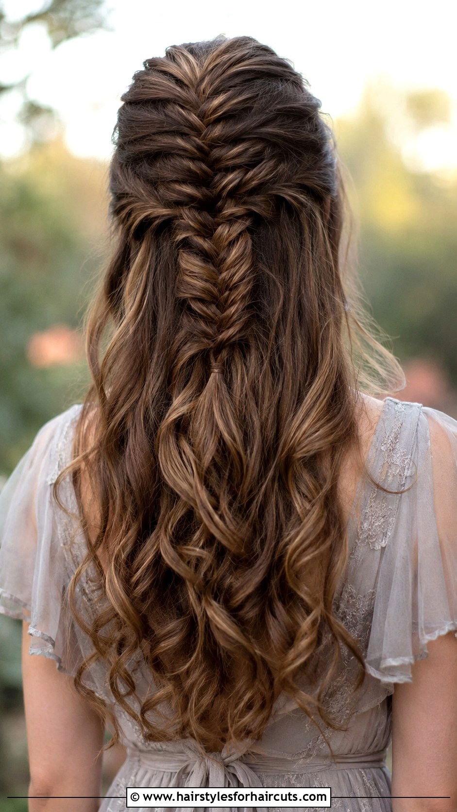 Fishtail Braid Half Up - 25 down wedding hairstyles for long hair - 25 down wedding hairstyles for long hair