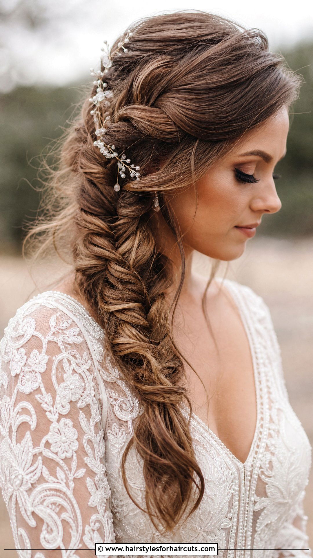 Fishtail Braid Natural Wedding Hairstyle - 25 natural wedding hairstyles for long hair - 25 natural wedding hairstyles for long hair