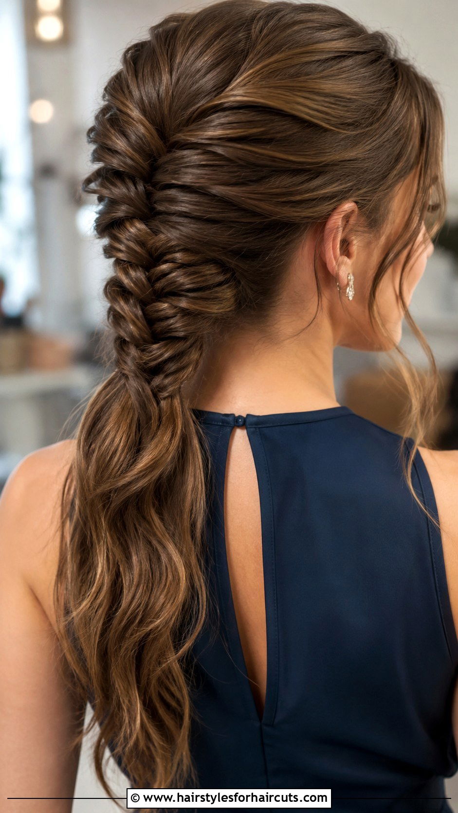 Fishtail Braid Ponytail - 25 date night hairstyles for medium hair - 25 date night hairstyles for medium hair