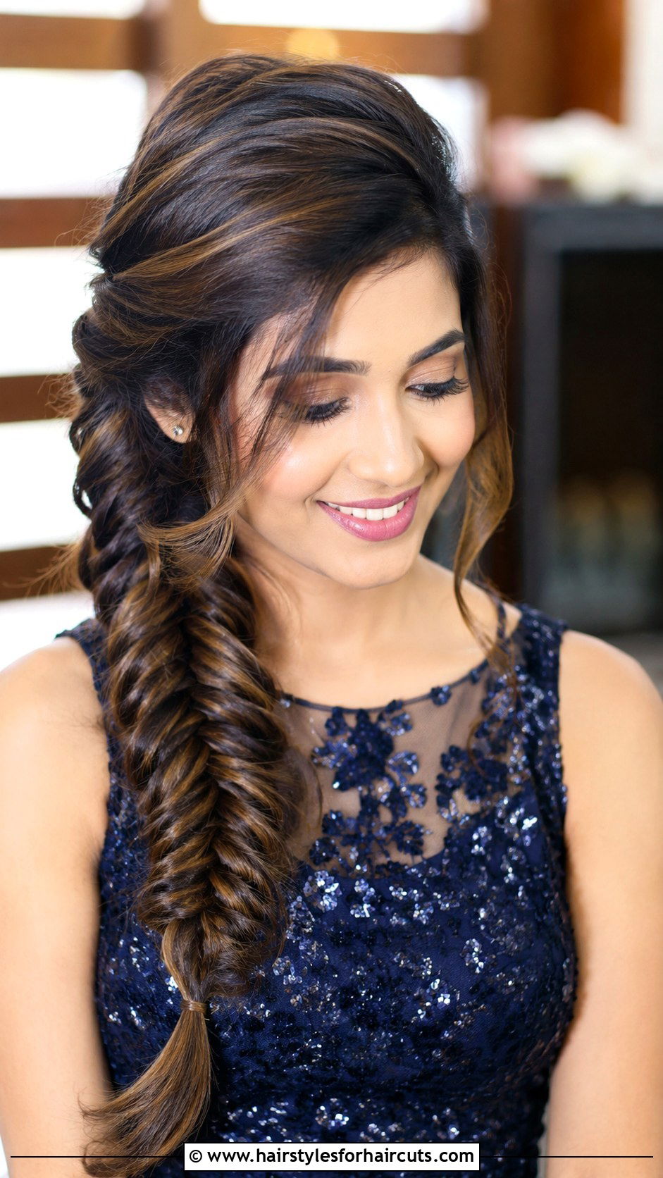 Fishtail Braid Side Sweep - 25 homecoming hairstyles for shoulder length hair - 25 homecoming hairstyles for shoulder length hair