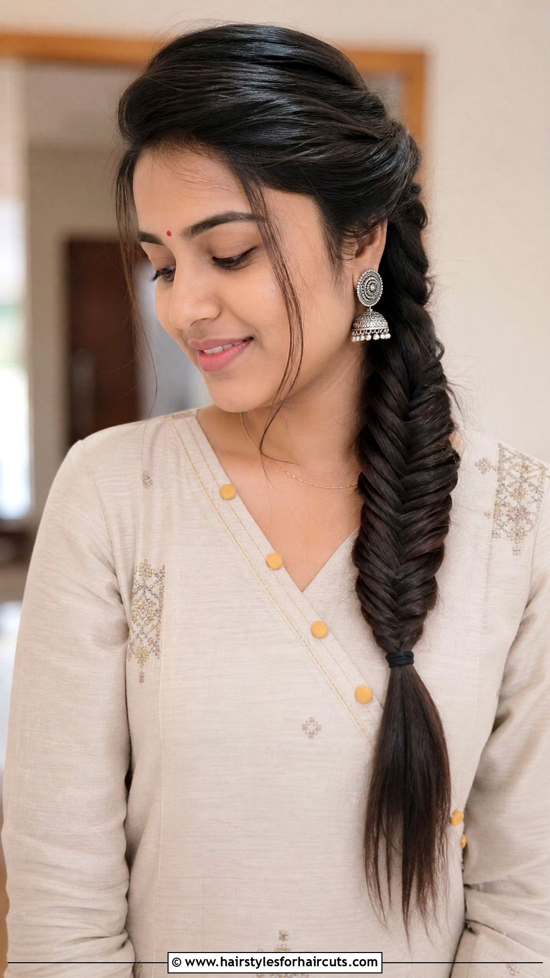 Fishtail Braid Side Swept - 25 indian hairstyles girl - 25 indian hairstyles girl