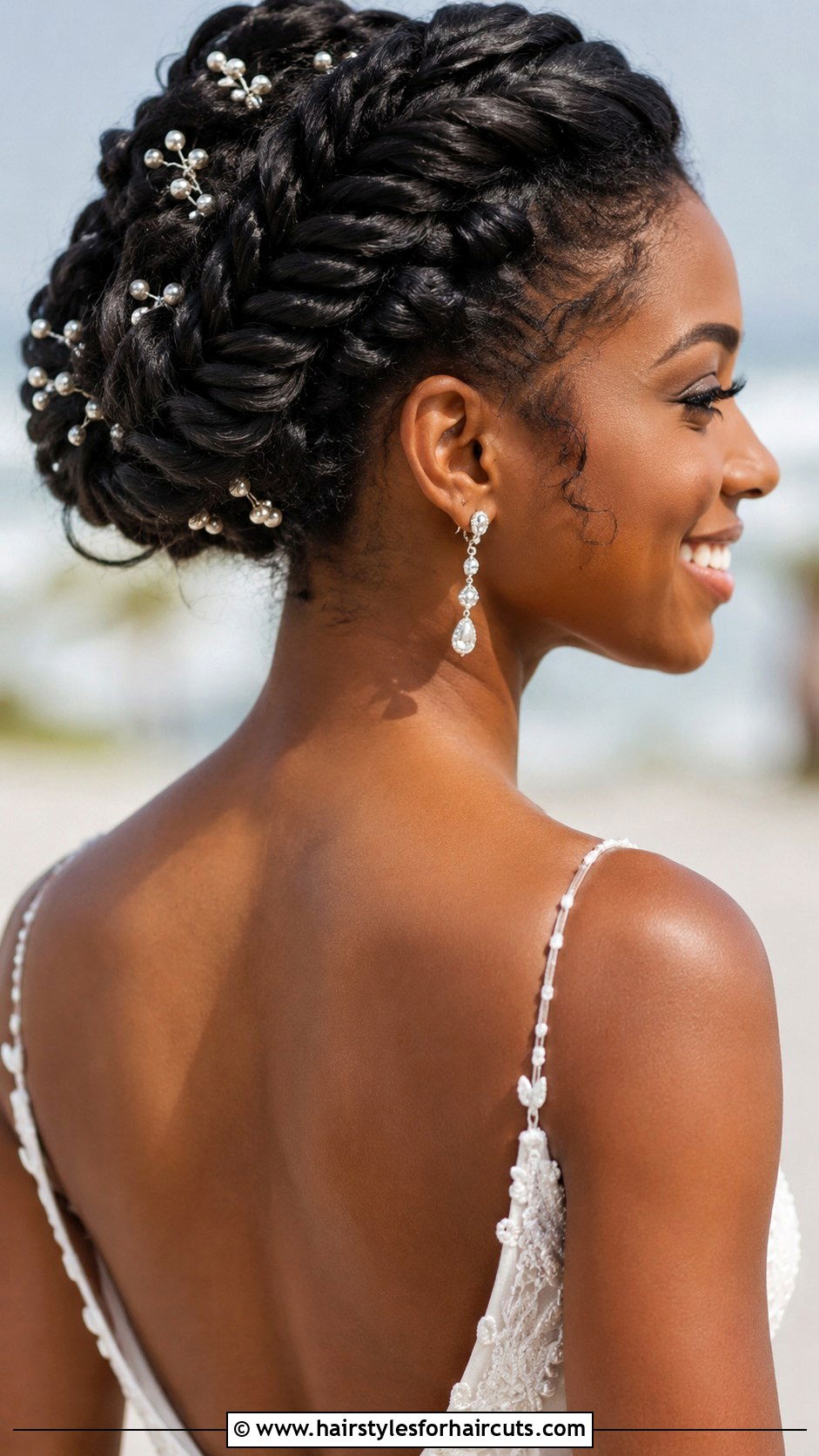 Fishtail Braid Updo - 25 black hair bridal hairstyles - 25 black hair bridal hairstyles