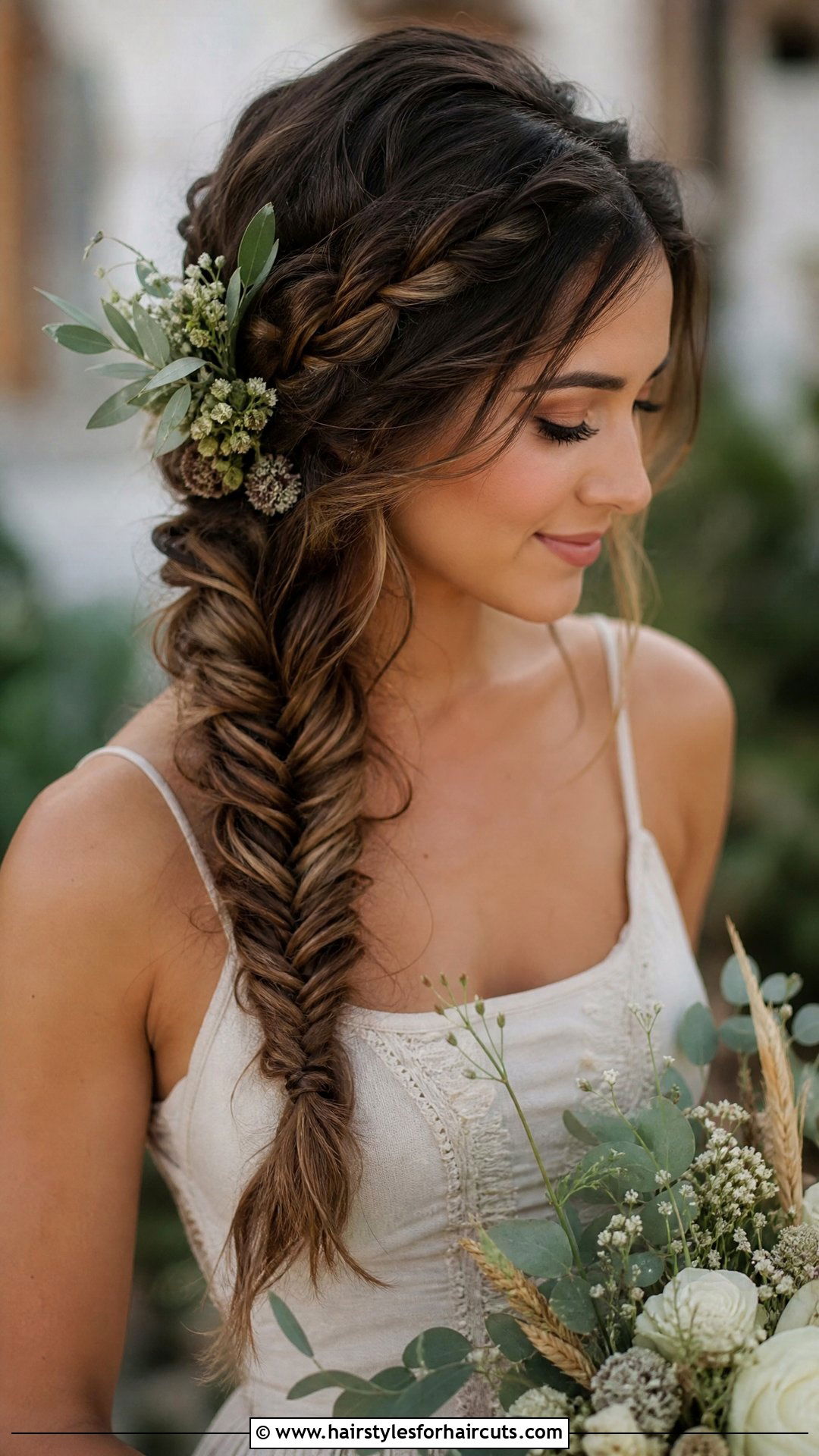 Fishtail Braid Wedding Hair - 25 wedding hairstyles for medium hair - 25 wedding hairstyles for medium hair