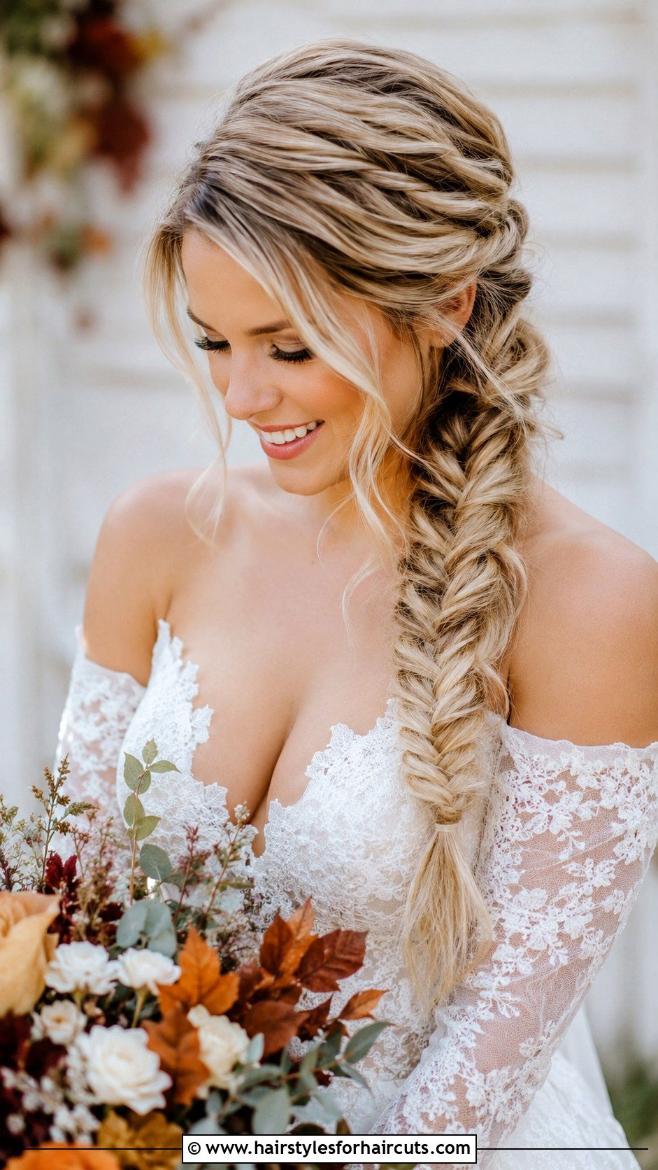 Fishtail Braid Wedding Hair - 25 bridal hairstyles for medium hair - 25 bridal hairstyles for medium hair