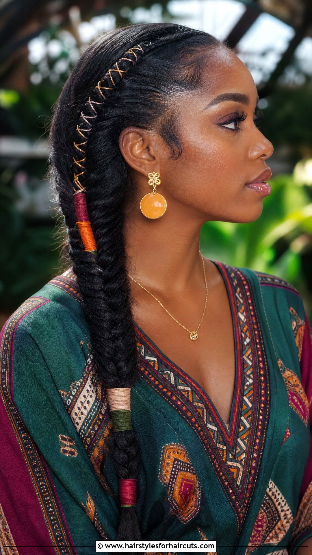 Fishtail Braid With African Threading - 25 fishtail braid hairstyles for black hair - 25 fishtail braid hairstyles for black hair