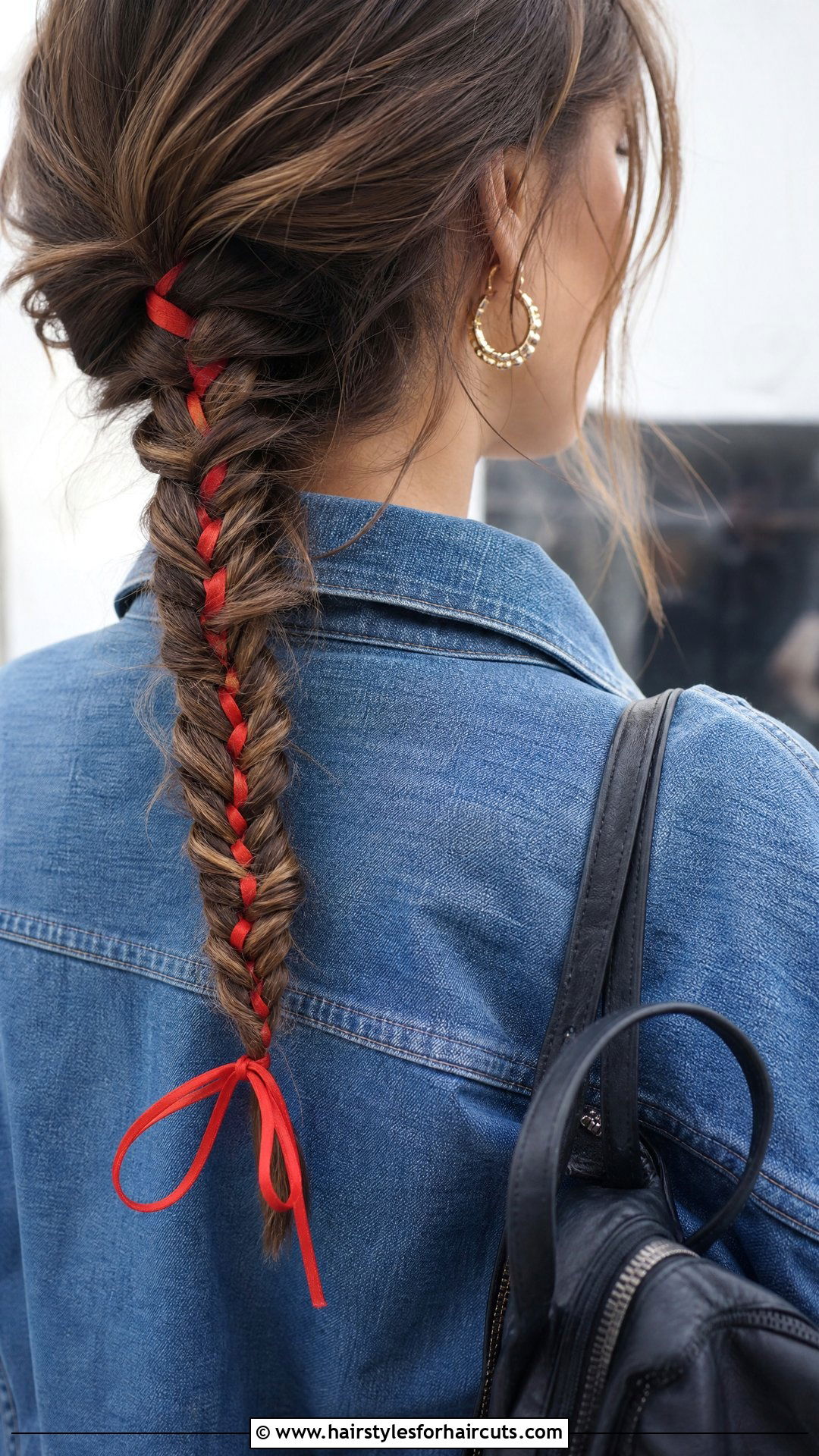 Fishtail Braid With Hair Ribbon - 25 hairstyles with hair accessories - 25 hairstyles with hair accessories