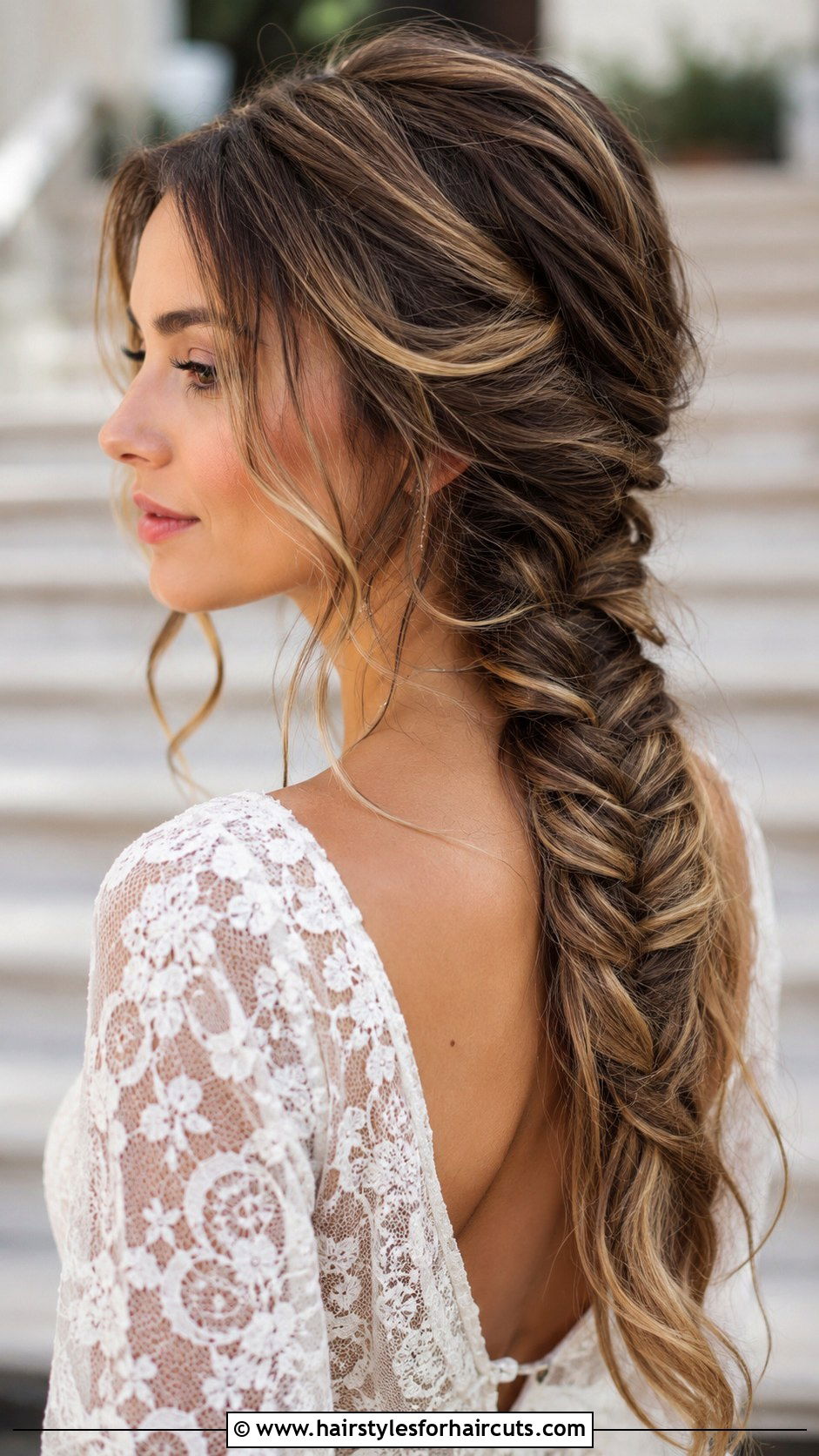 Fishtail Braid With Loose Face Framing Pieces - 25 quince hairstyles for long hair - 25 quince hairstyles for long hair