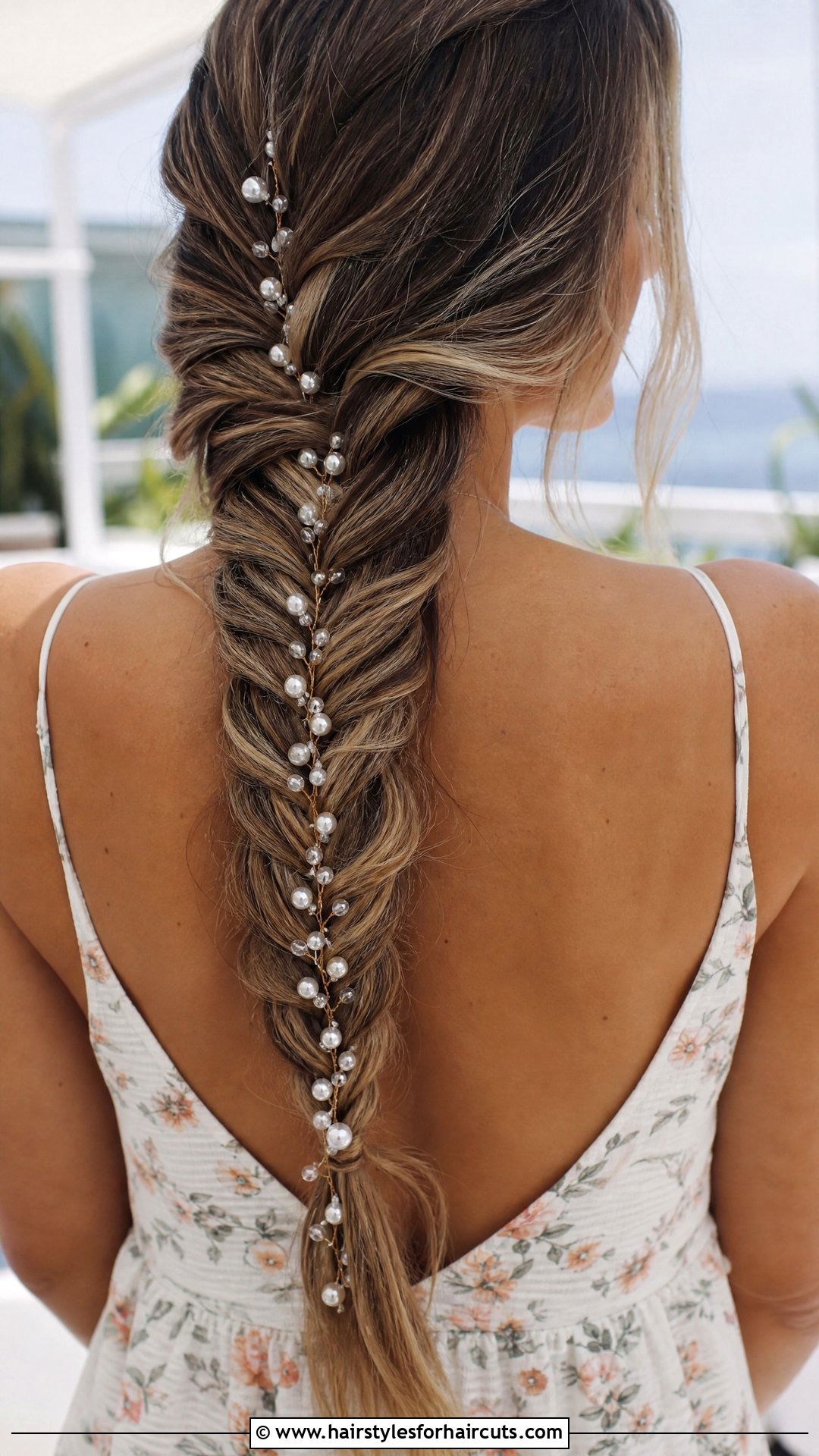 Fishtail Braid With Pearl Details - 25 pearl hairstyles - 25 pearl hairstyles
