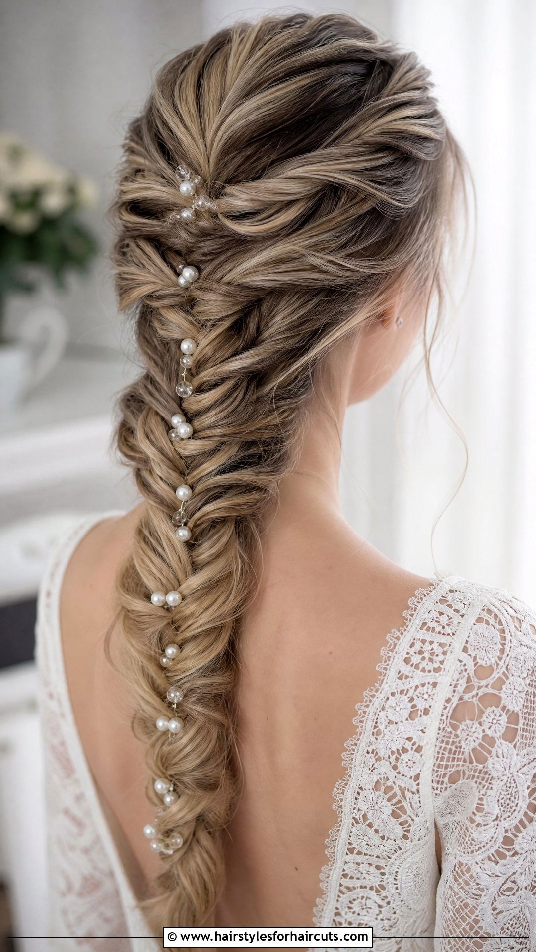 Fishtail Braid With Pearls - 25 hairstyles with pearls - 25 hairstyles with pearls