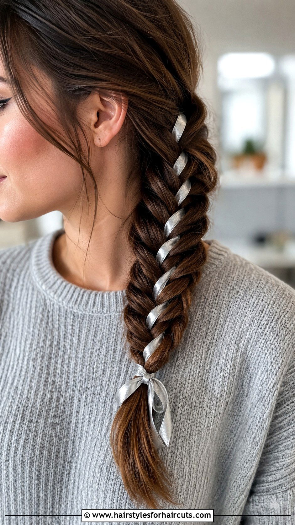 Fishtail Braid With Ribbon Hairstyle - 25 ribbon hairstyles - 25 ribbon hairstyles