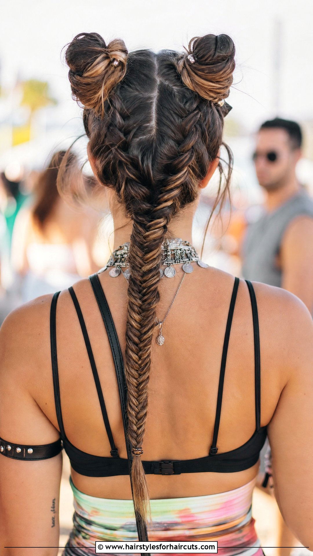 Fishtail Braid With Space Buns - 25 fishtail braid hairstyles for black hair - 25 fishtail braid hairstyles for black hair