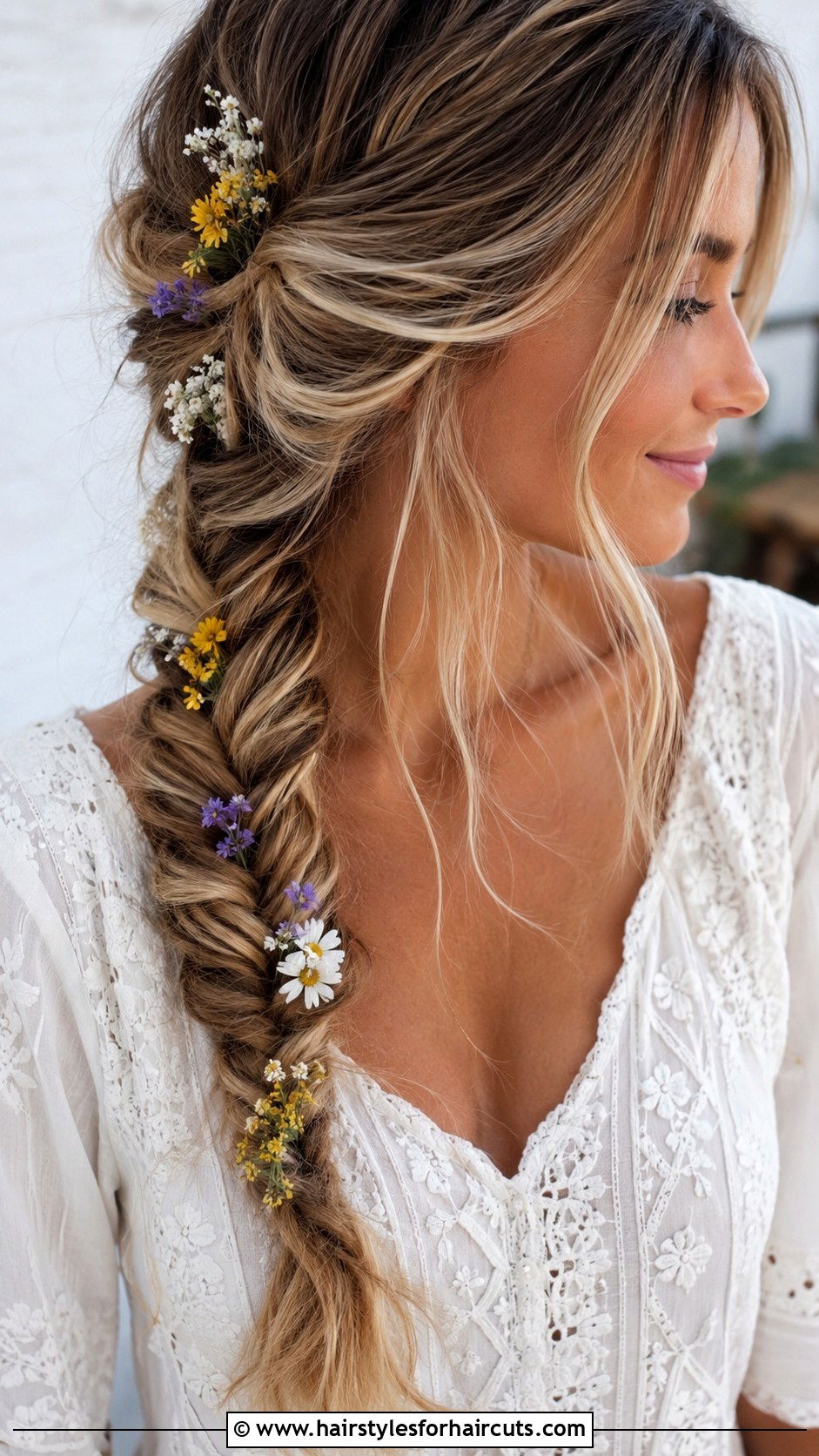 Fishtail Braid With Spring Flowers - 25 easter hairstyles - 25 easter hairstyles