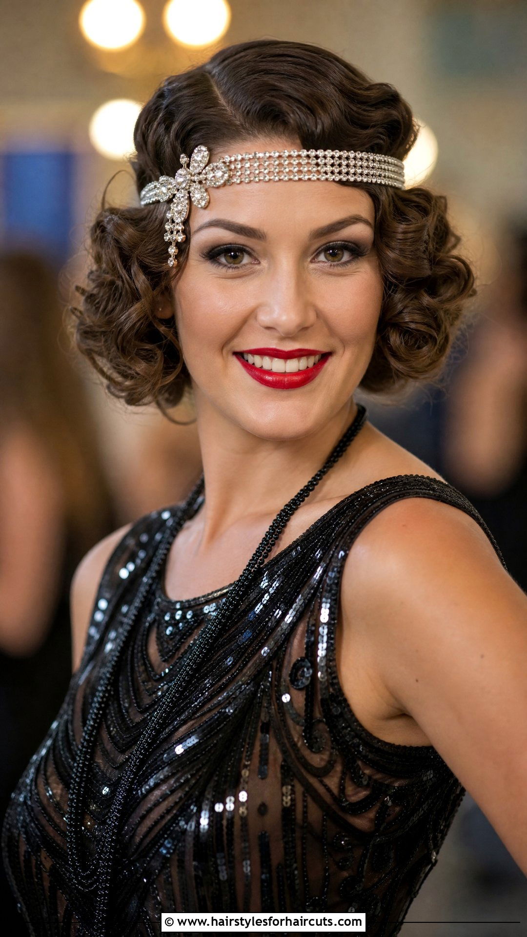 Flapper Headband Curls - 25 flapper hairstyles for medium hair - 25 flapper hairstyles for medium hair