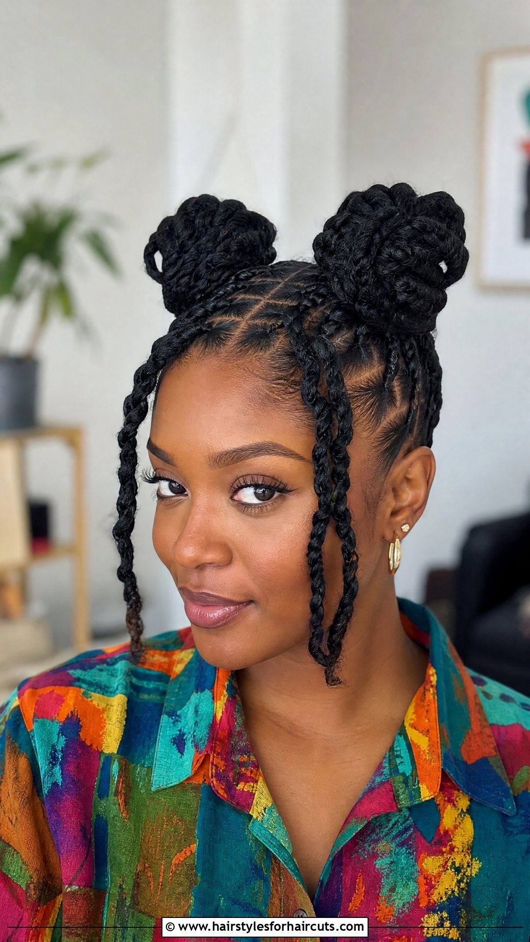 Flat Twist With Space Buns - 25 flat twist hairstyles for black hair - 25 flat twist hairstyles for black hair