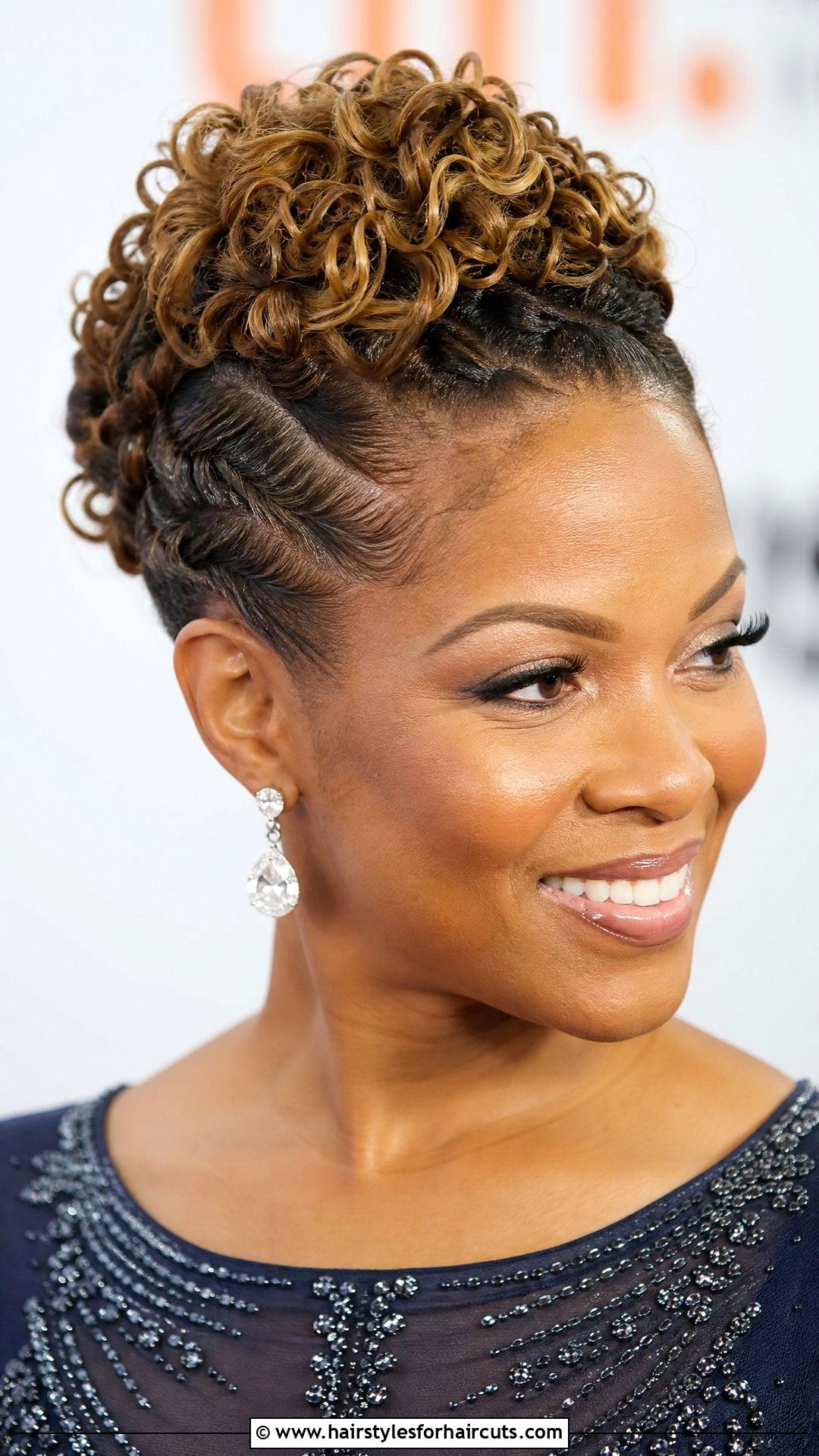 Flat Twisted Curly Updo - 25 valentines day hairstyles for curly hair - 25 valentine's day hairstyles for curly hair