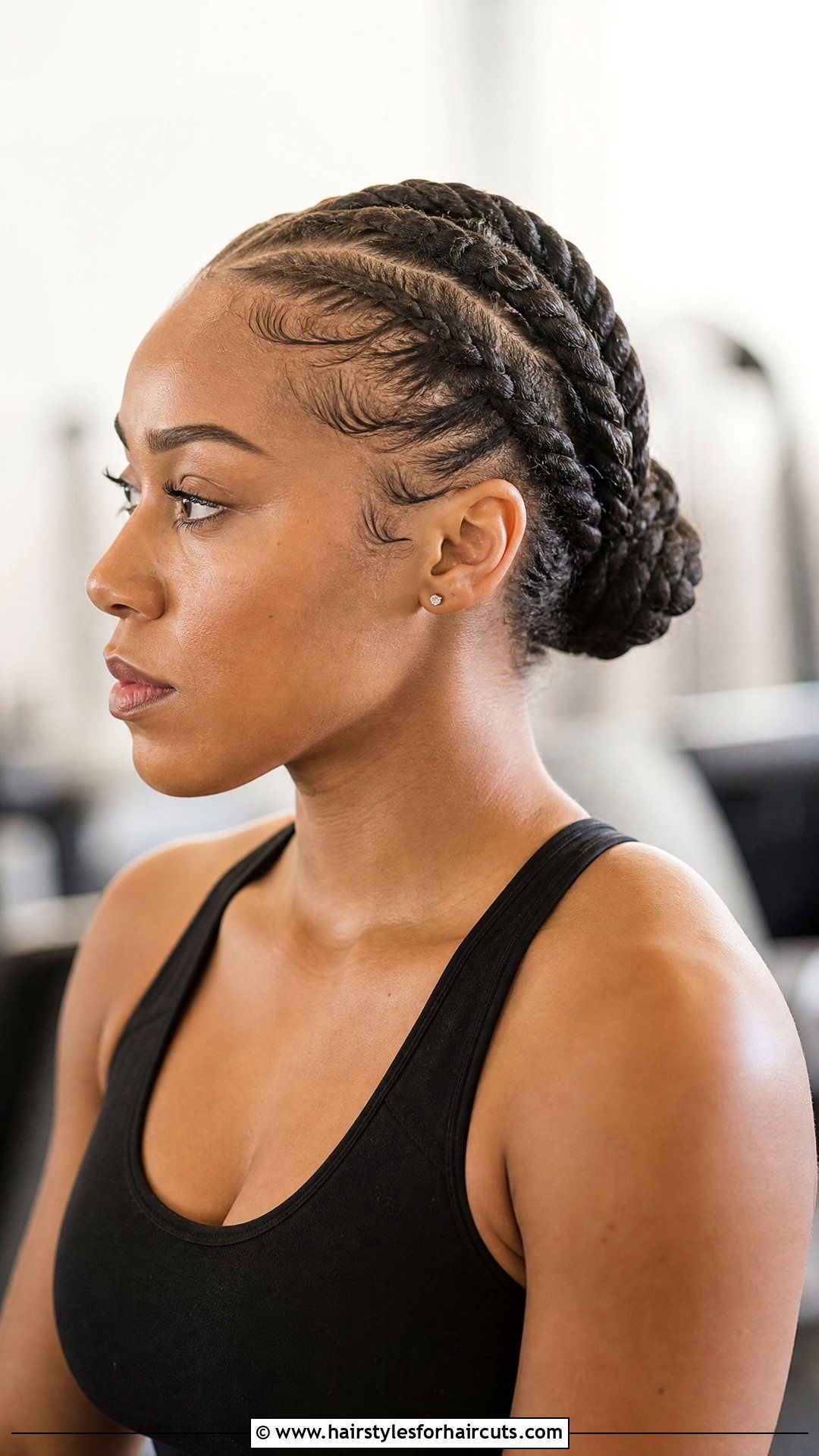 Flat Twisted Updo - 25 workout hairstyles for black hair - 25 workout hairstyles for black hair