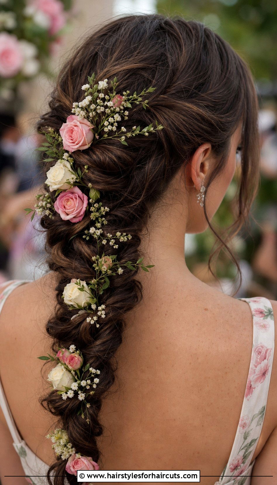 Floral Accent Braid - 25 wedding braid hairstyles for long hair - 25 wedding braid hairstyles for long hair