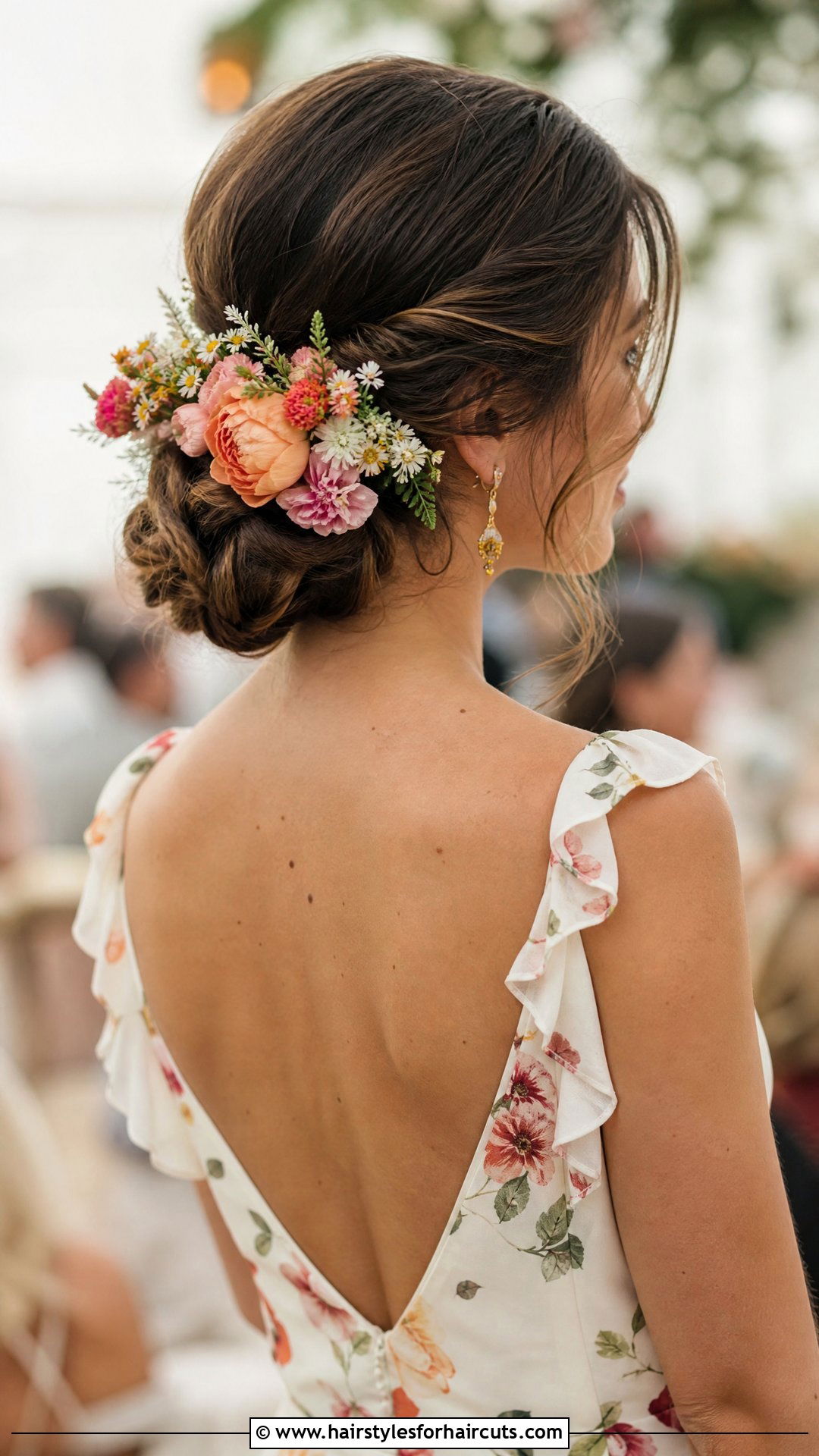 Floral Accent Low Bun For Thick Hair - 25 wedding hairstyles for thick hair - 25 wedding hairstyles for thick hair
