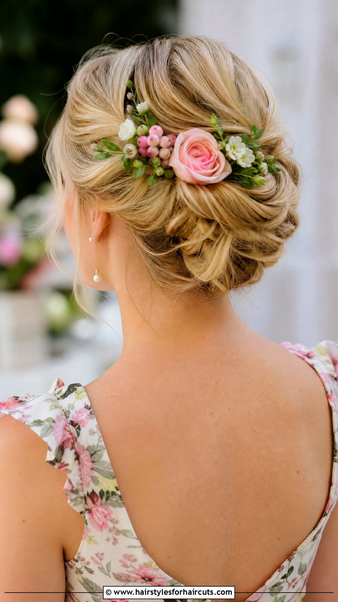 Floral Accent Wedding Updo - 25 wedding updo hairstyles - 25 wedding updo hairstyles