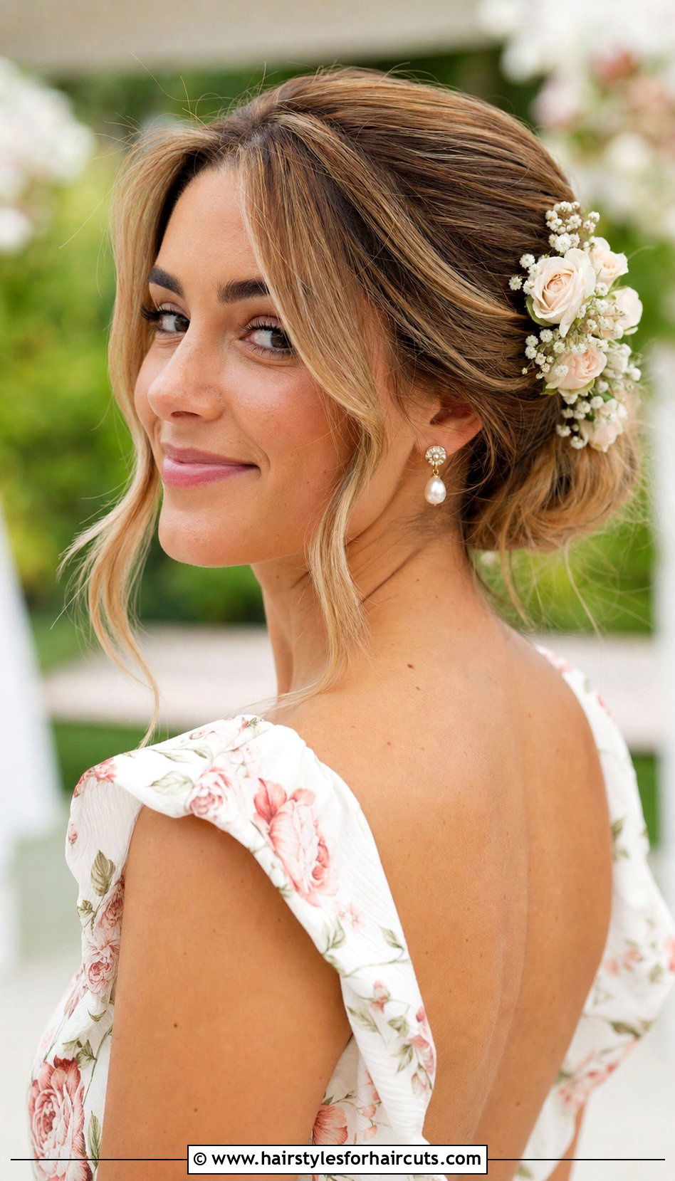 Floral Accessorized Bridesmaid Updo - 25 bridesmaid updo hairstyles for long hair - 25 bridesmaid updo hairstyles for long hair