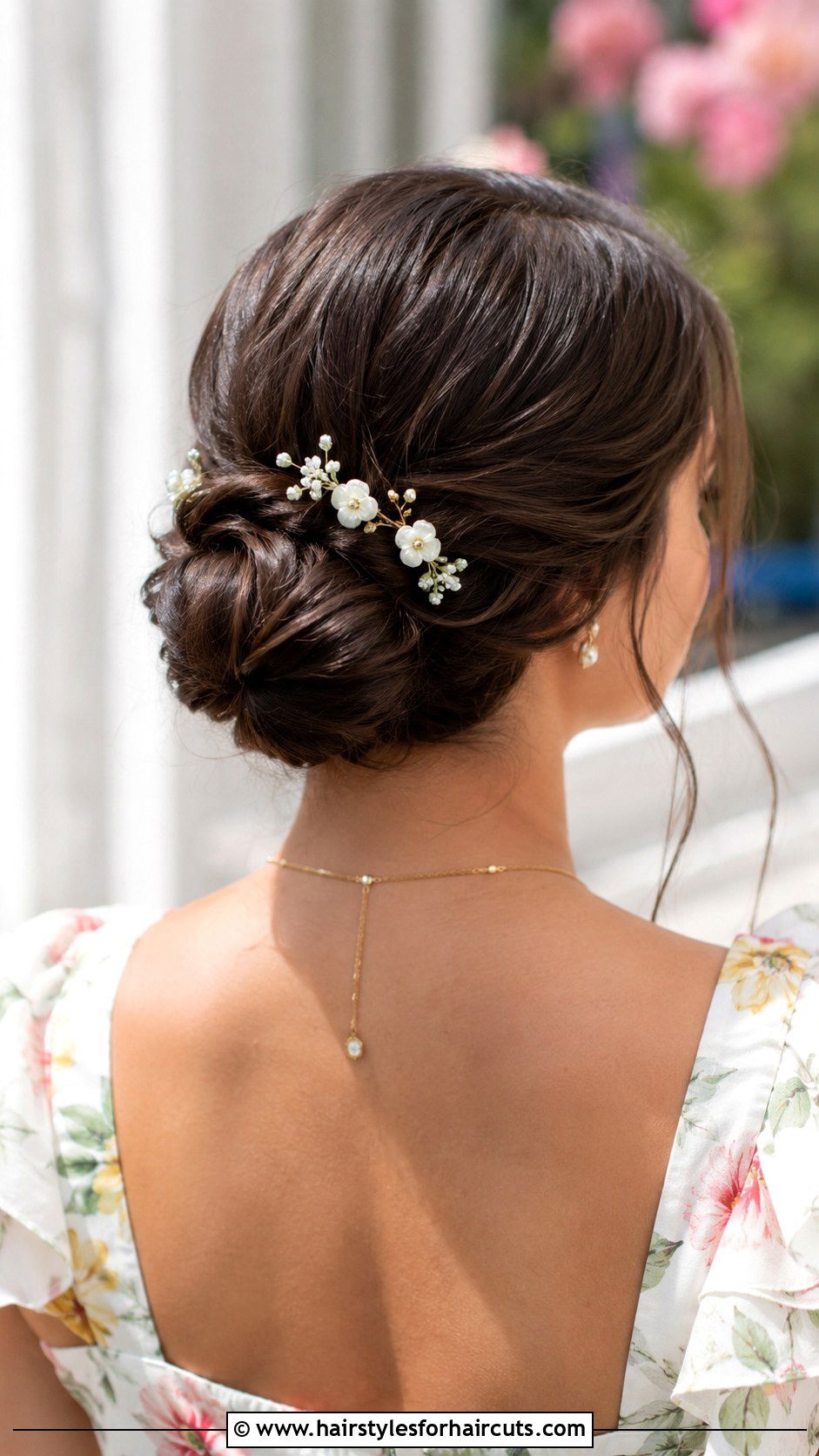 Floral Accessorized Chignon - 25 chignon hairstyles for medium length hair - 25 chignon hairstyles for medium length hair