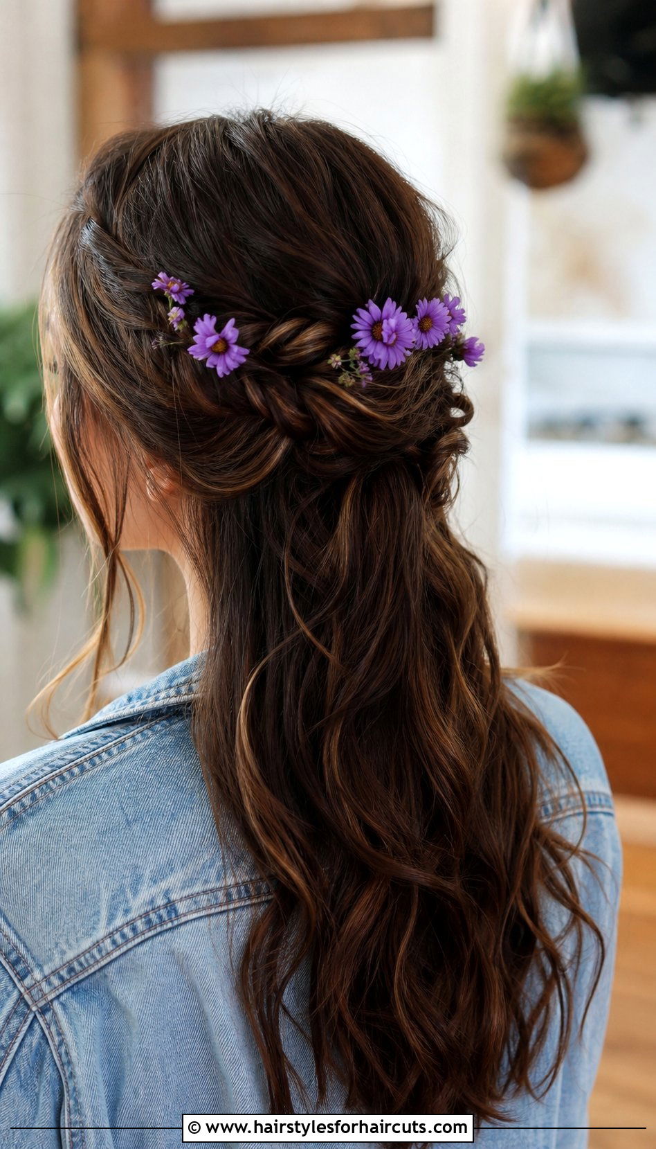 Floral Half Up Twists - 25 hairstyles with flowers - 25 hairstyles with flowers