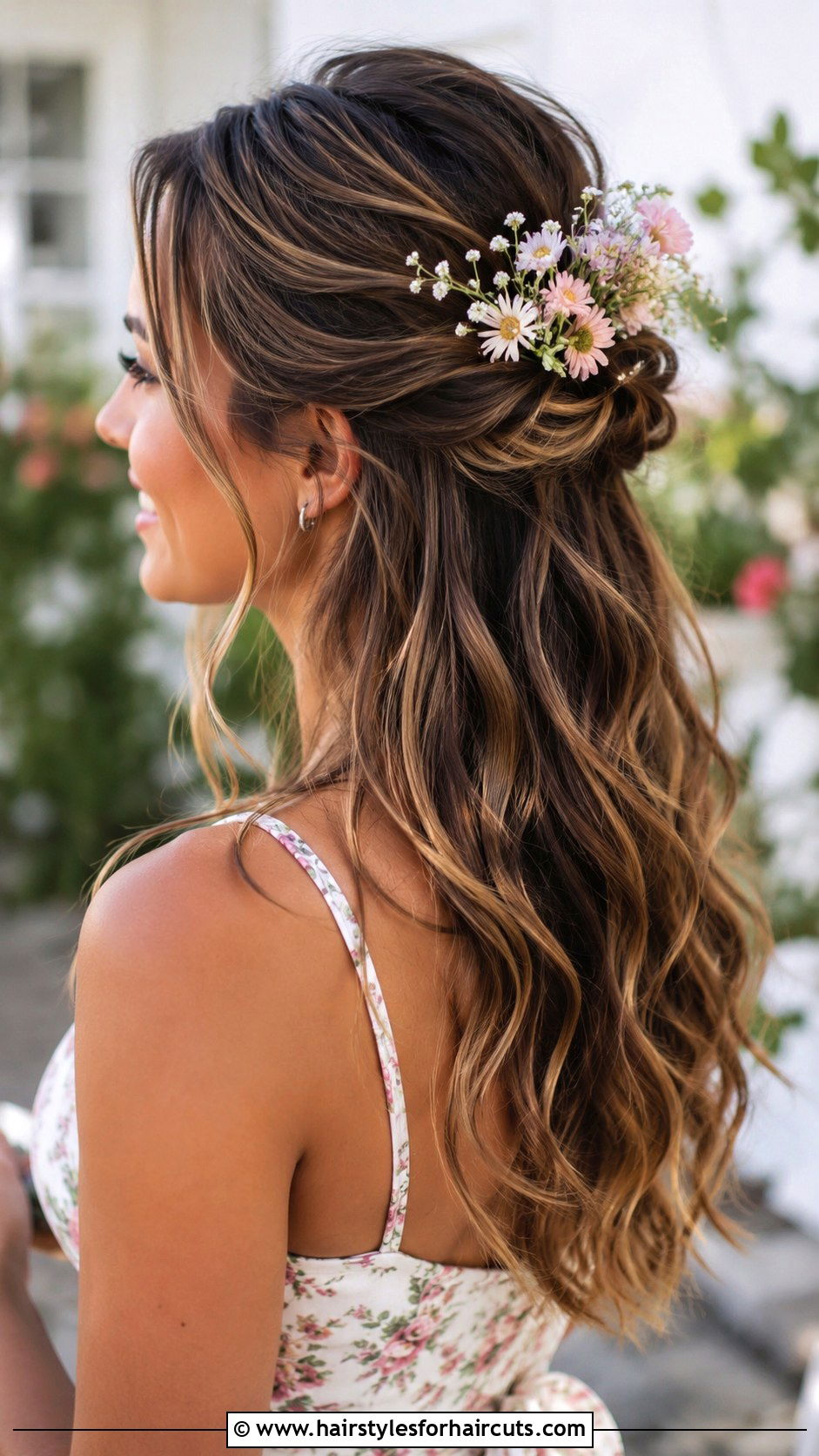 Floral Half Updo - 25 cute hairstyles - 25 cute hairstyles