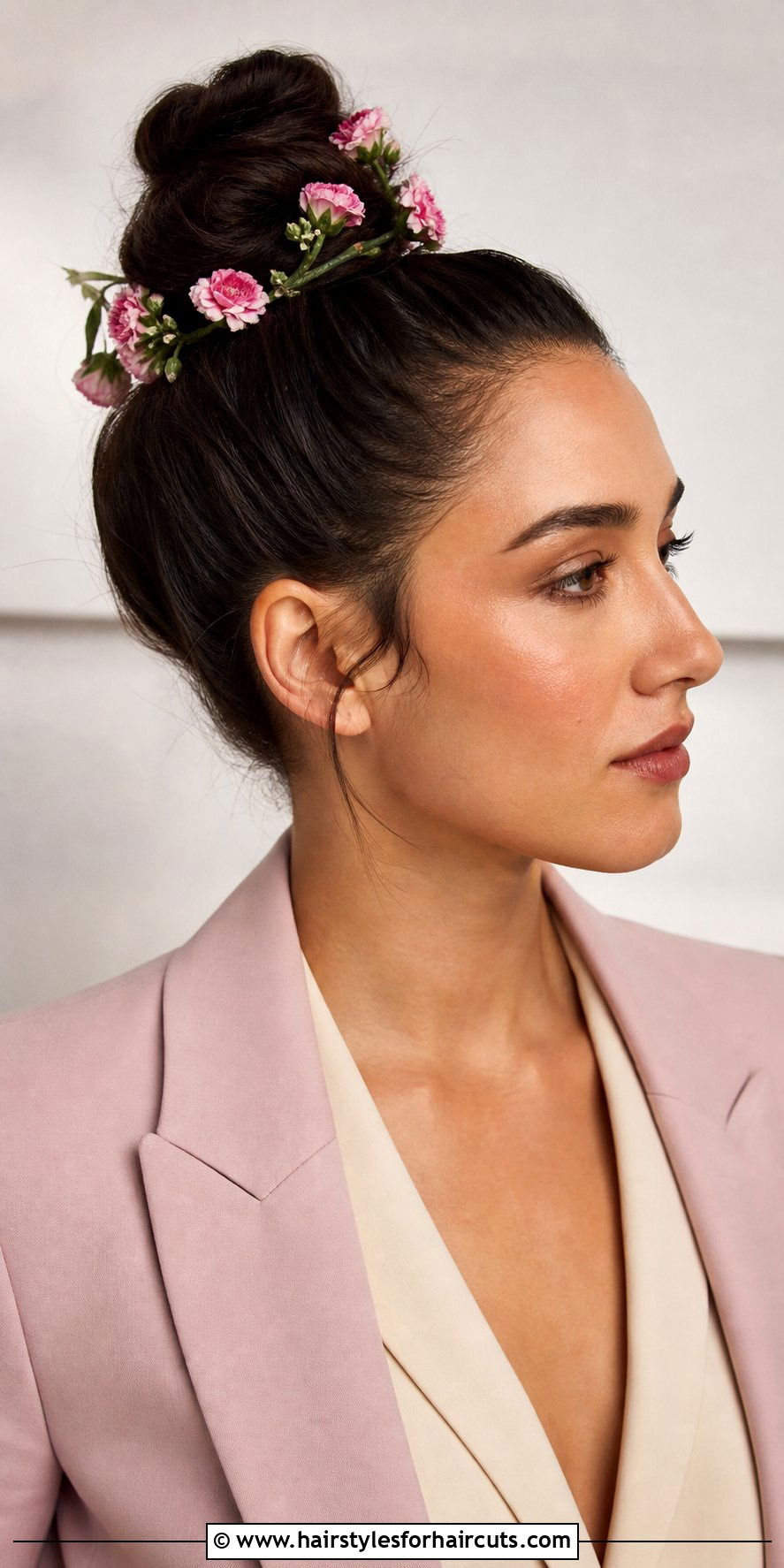 Floral Top Knot - 25 hairstyles with flowers - 25 hairstyles with flowers