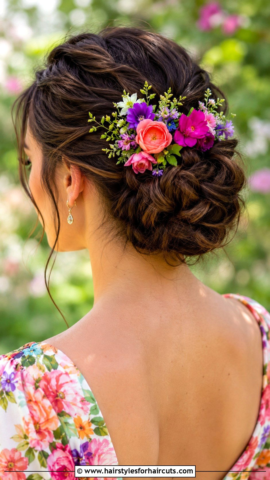 Flower Accent Updo - 25 wedding long hair hairstyles - 25 wedding long hair hairstyles