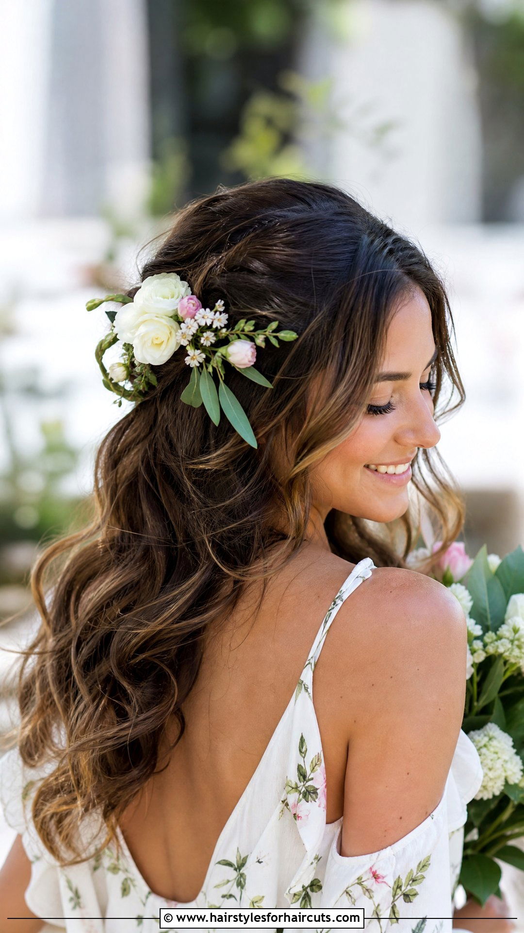 Flower Accessorized Wedding Hair - 25 wedding hairstyles medium length hair - 25 wedding hairstyles medium length hair