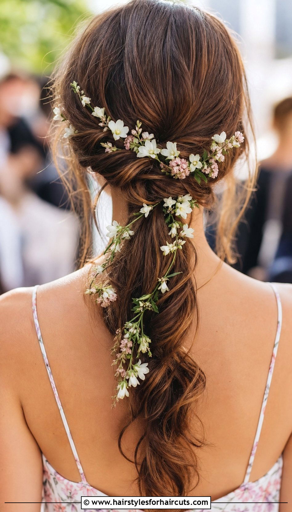 Flower Adorned Ponytail - 25 hairstyles with flowers - 25 hairstyles with flowers