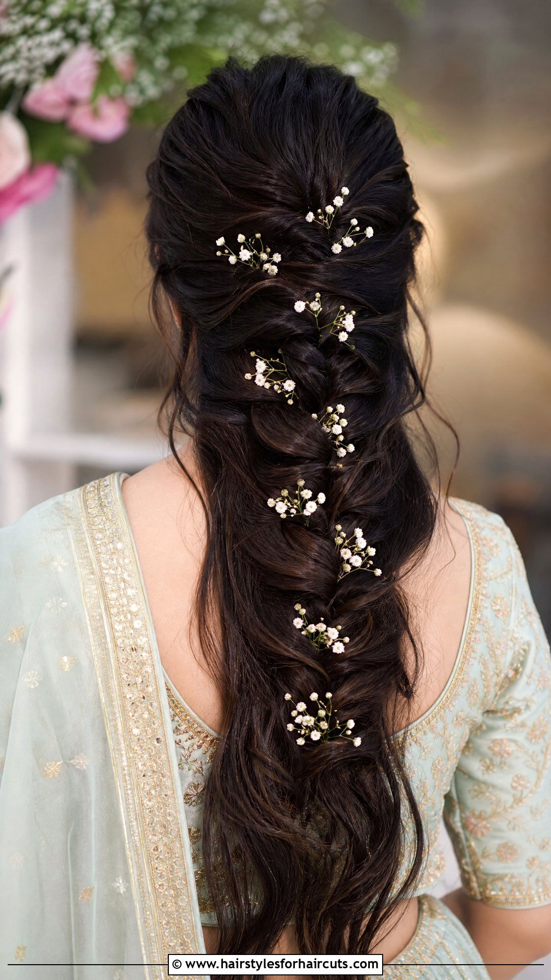 Flower Braid Half Updo - 25 indian hairstyles girl - 25 indian hairstyles girl